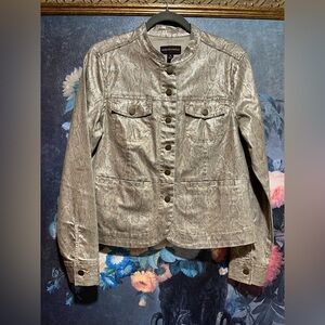 Metallic Snake Print Denim Jacket
